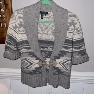 Lauren Ralph Lauren Gray and Cream Cardigan